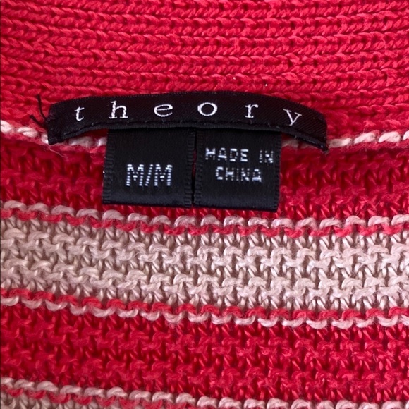 Theory Striped Pink Button-Up Sweater Size M - Picture 5 of 6